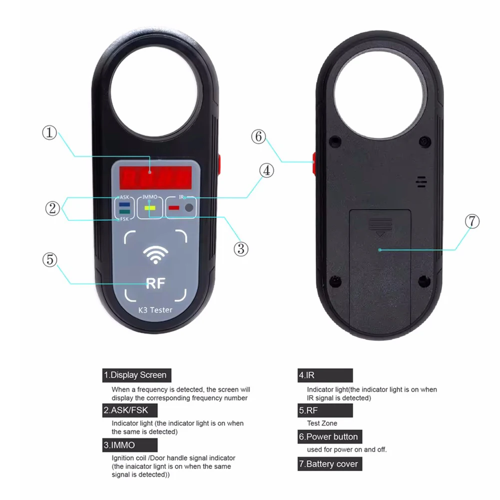 K3 Detection Frequency Tester 100-999MHz Frequency Detection Range Advanced Signal Detection For Distinguish Between ASK And FSK