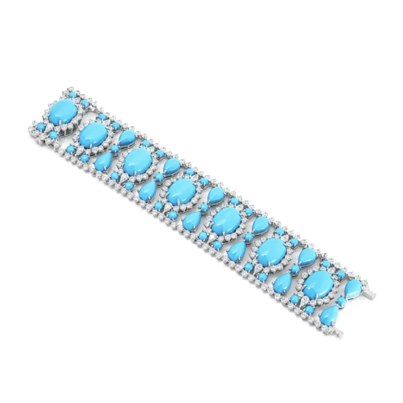 ZOCA Unique Blue Turquoise 925 Sterling Silver Choker Necklaces For Women Luxury Fine Wedding Party Jewelry