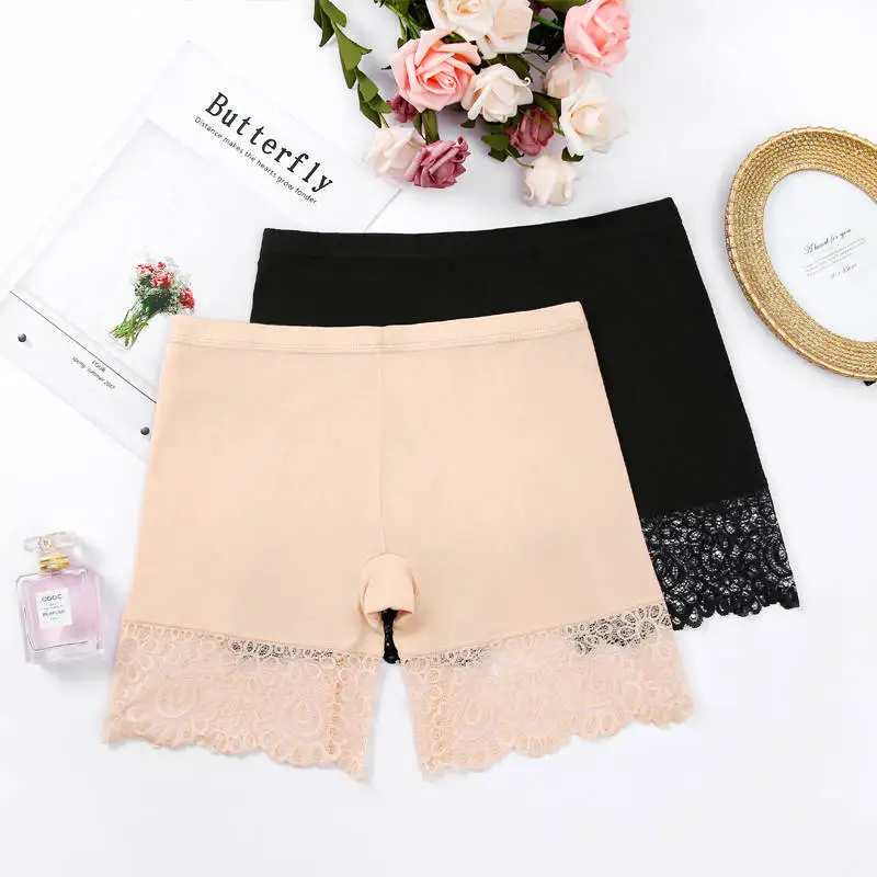 Women Safety Pants Soft Modal Lace Large Size Leggings Summer Seamless Anti Rub Boxers High Waist Stretch Slimming Underwear