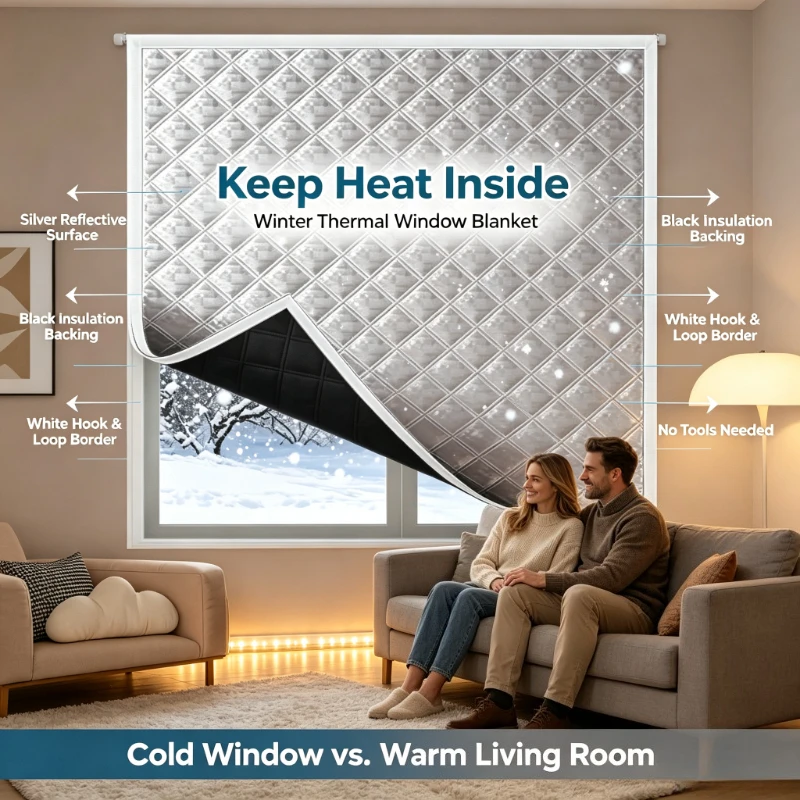 3-in-1 Thickening Warm Curtain: Provides Warmth, Blocks Cold and Heat, Acts as a Screen Window, Blocks Sunlight