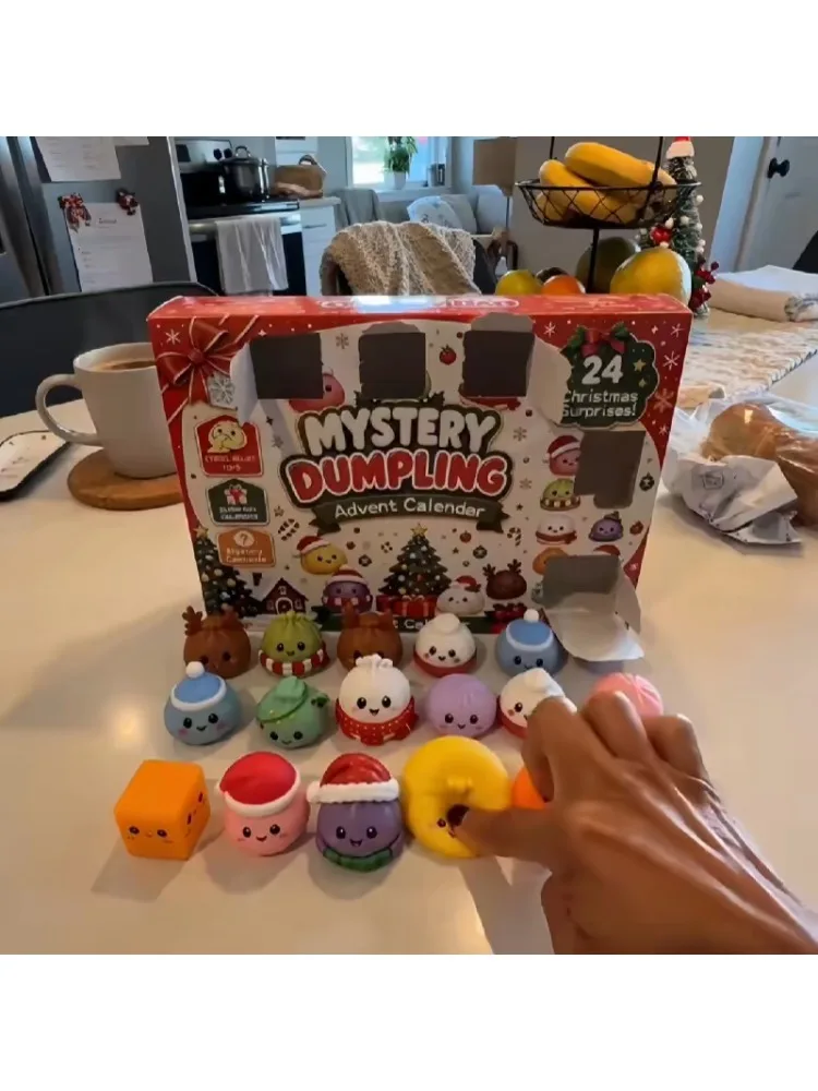 2026 Weihnachts-Dumpling Squishy Adventskalender 24 Tage Countdown Langsam Aufsteigender Quetsch-Fidget Sensorisches Feiertagsgeschenk
