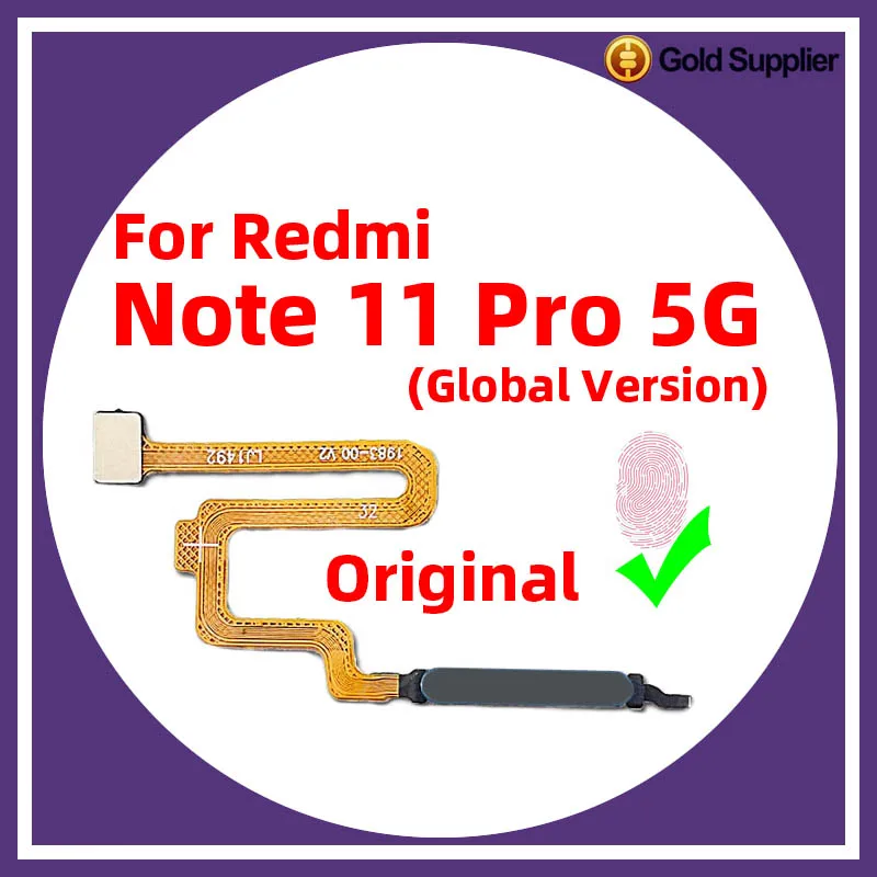 

Original For Xiaomi redmi note 11 pro 5g Fingerprint Sensor Home Return Key Menu Power Button Flex Ribbon Cable