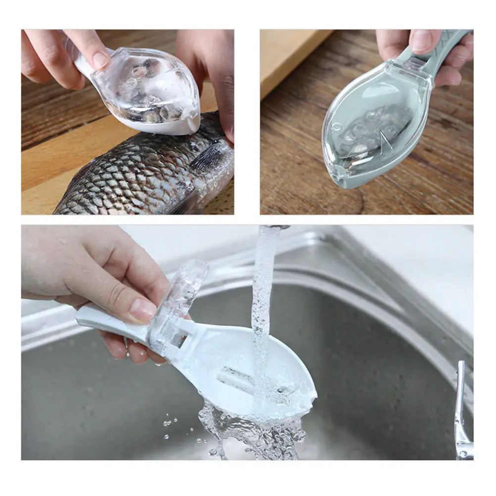 Fish Scale Scraper Plastic Serrated Fish Planing Tool Hanging Hole Design Fast Convenient Scraping Scale White
