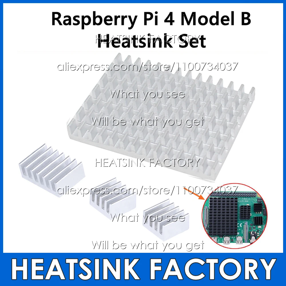 Factory DIY Aluminum Heatsink Kit Set With Thermal Pad for Raspberry Pi 4 / Raspberry Pi 4 Model B