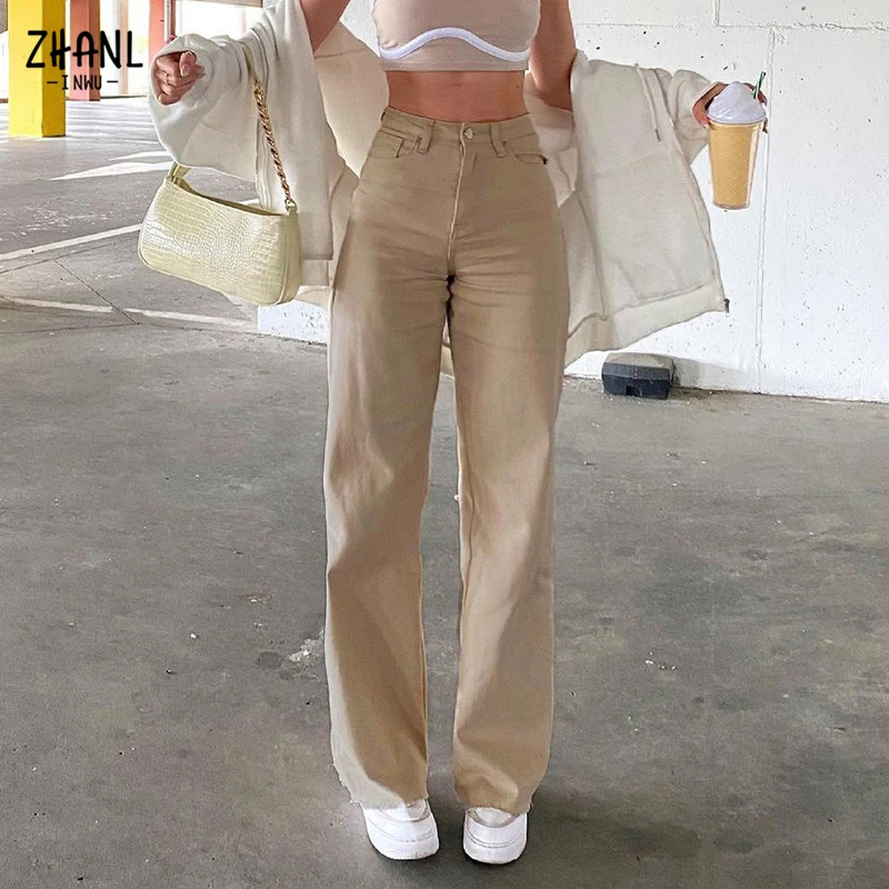 Brown Jeans Fashion Y2K Women High Waist Stretch Wide Leg Femme Trousers Casual Comfort Denim Mom Pants Washed Jean Pants