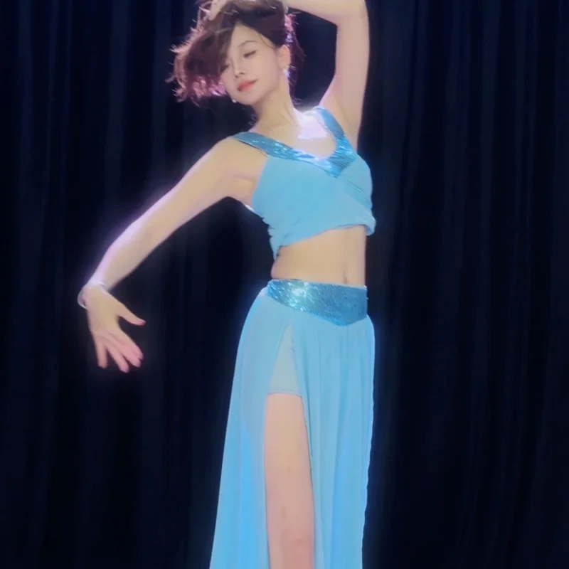 Kostium do tańca brzucha Miękki i wygodny zestaw z siateczki Seksowny strój do ćwiczeń Oriental Dance Training Clothing