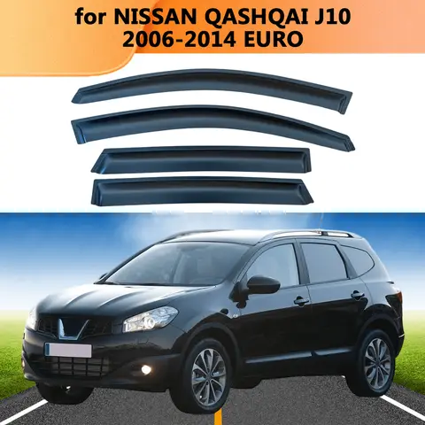 Weathershield for NISSAN QASHQAI J10 2006 2007-2014 EURO Sun Rain Deflector Guard Car Side Window Deflector Out-Channel Tape On