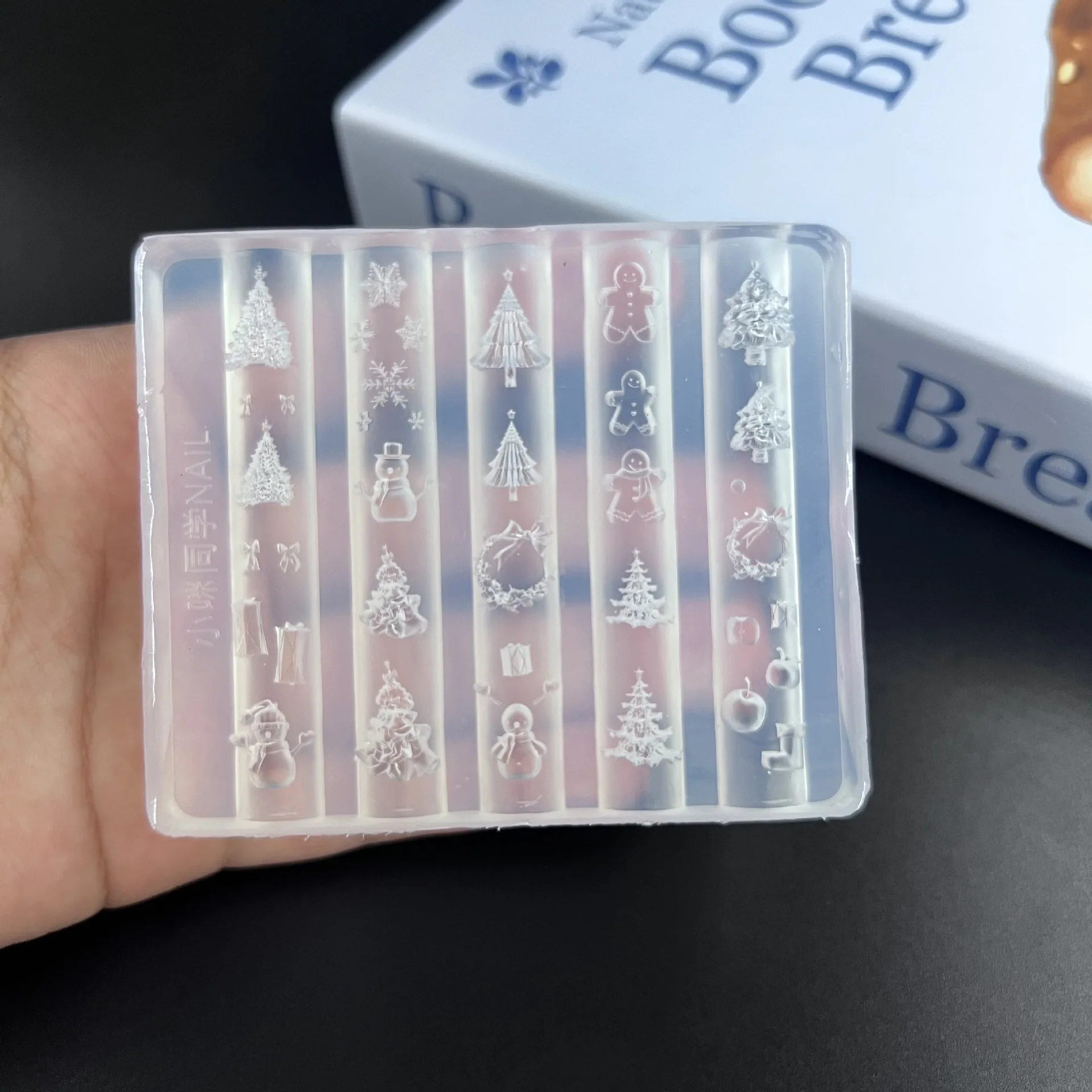 3D Silicone Nail Mold DIY Christmas Tree Snowman Gingerbread Man Transparent Template Nail Art Decorations Manicure Design Tool