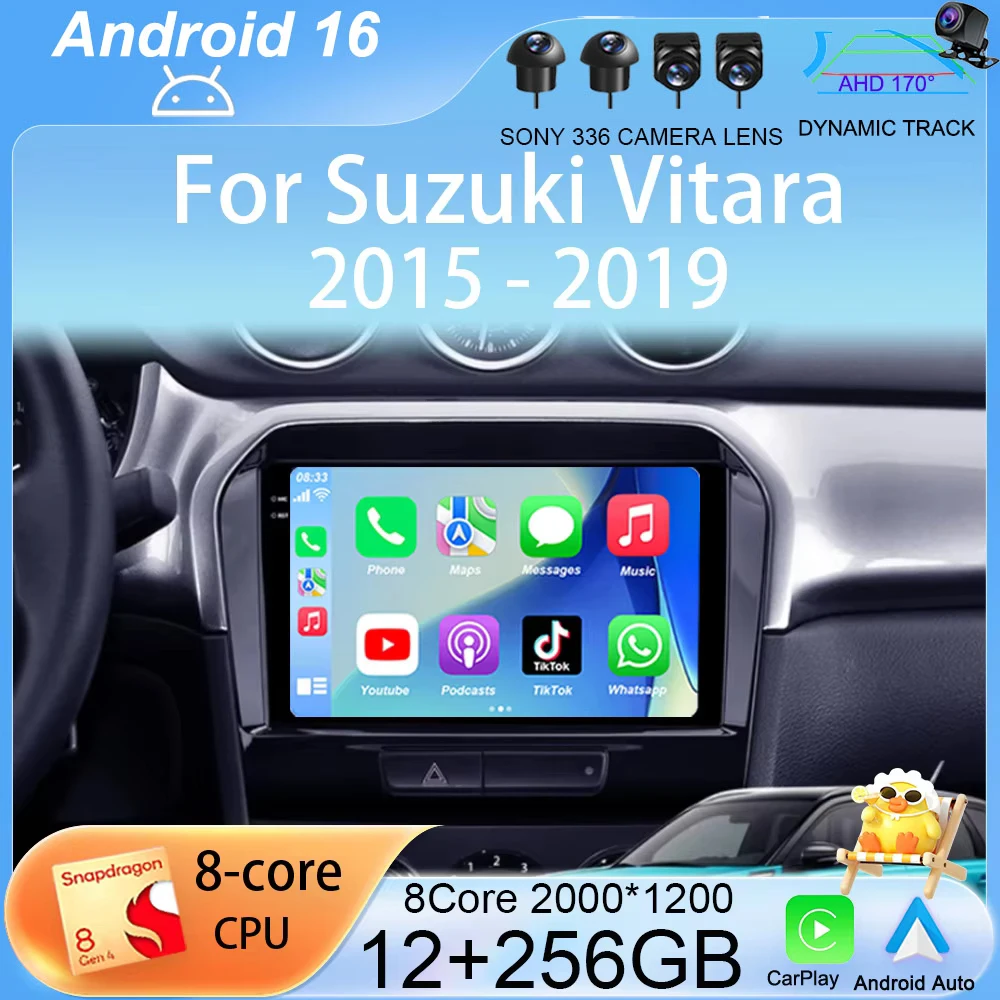 

Автомагнитола Android 16 с CarPlay для Suzuki Vitara 2015-2019, мультимедийный видеоплеер, навигация GPS