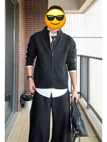 

Мужской кардиган на молнии Bla, осенне-зимний, с воротником-стойкой, вязаный, свободного кроя, Cleanfit, верхняя одежда