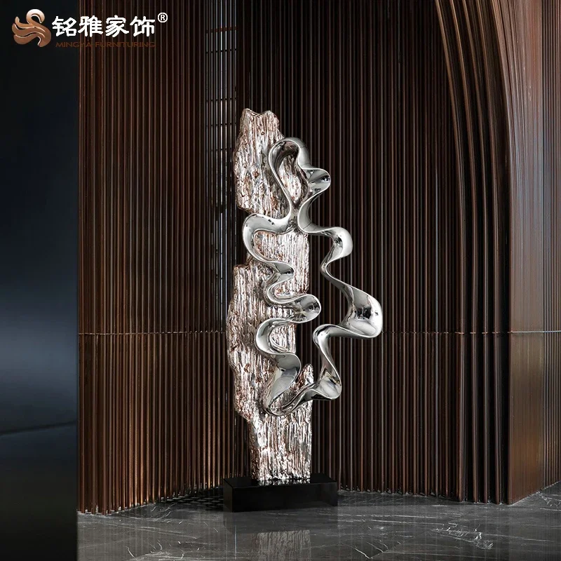 Factory price unique new year crafts resin material silver color tall sculpture home decoration