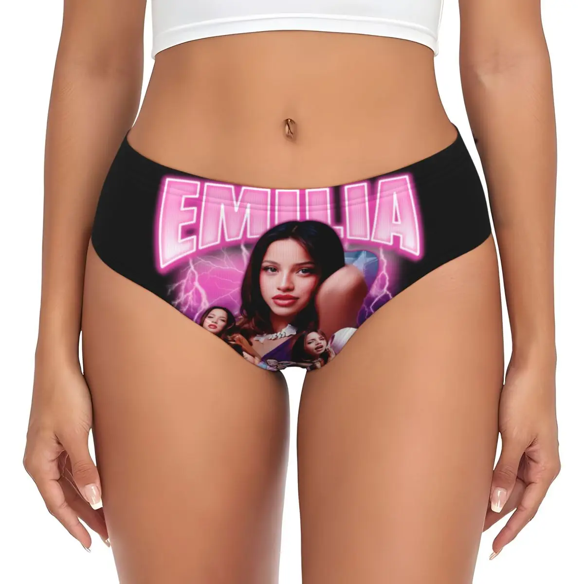Custom Argentine Singer Emilia Mernes Mp3 Brief Panties Women Comfort Underwear Valentine's Day Gift Underpants