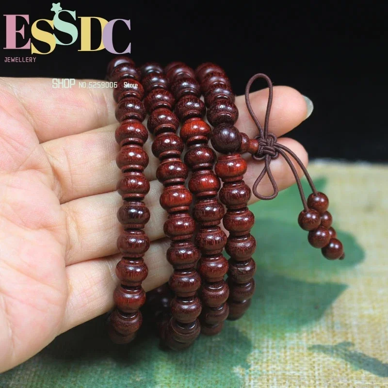 

Wholesale 10pcs Natural Zambian Lobular Rosewood Hand String Lantern Sandalwood Multi Circles Prayer 108 Beaded Bracelet