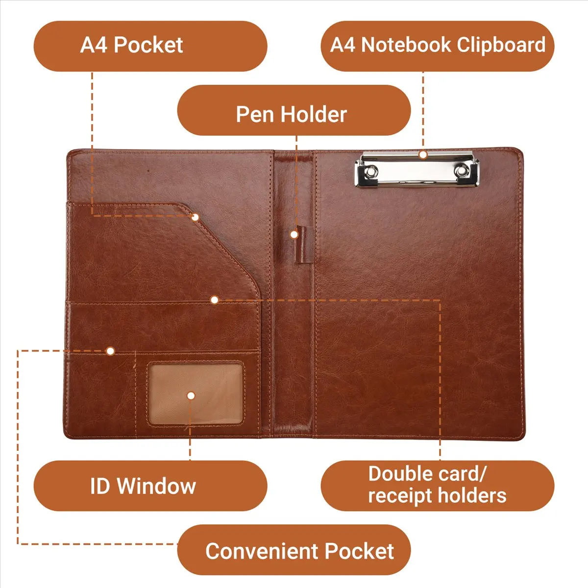 A5 Document Bag File Folder Clipboard Business Office Financial School Supplies (Brown)-SPMI