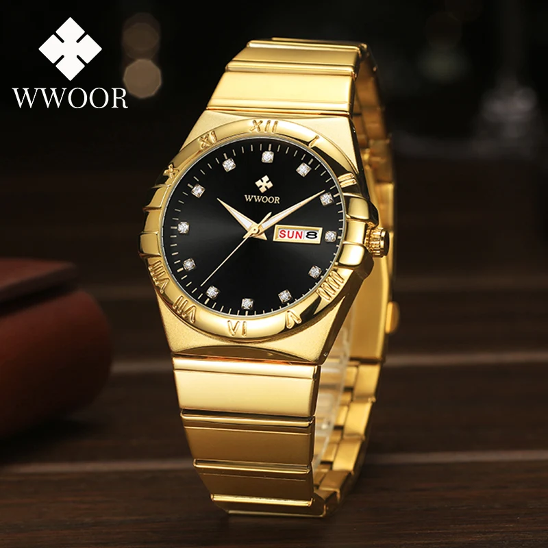 WWOOR Men's Watches Original Fashion Luxury Quartz Wrist Watch For Men Waterproof Business Week Date Clock Man Relogio Masculino