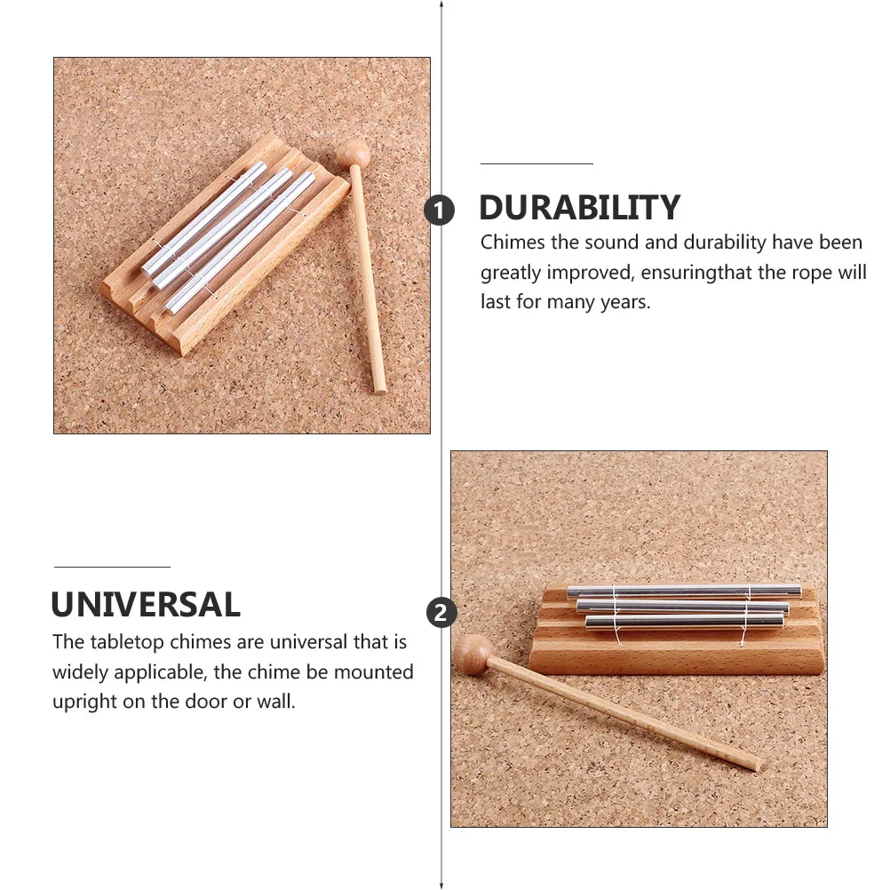 

Wooden Metal 3 Tone Tabletop Chimes Kids Educational Percussion Instrument Musical Supplies Wind Chime Clear Sound Long Lasting