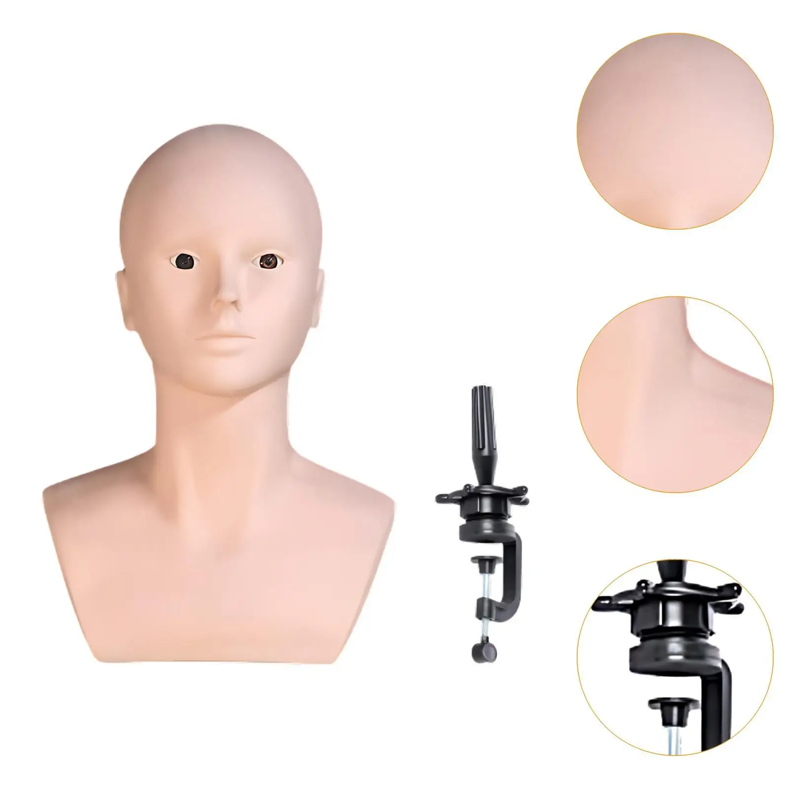 رأس عارضة أزياء أصلع، حامل شعر مستعار، متعدد الأغراض، رأس تدريب التجميل لصنع الشعر المستعار، رأس عرض شعر مستعار احترافي