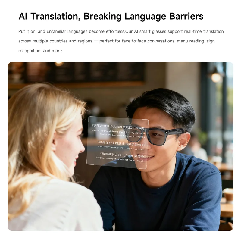 نظارات الكاميرا الذكية Xiaomi عدسة 4K نظارات متعددة الوظائف فوتوكروميك للاتصال بالبلوتوث ومساعد الصوت ومشغل الموسيقى