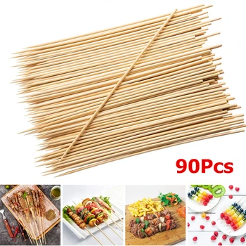 LMETJMA 천연 대나무 바베큐 꼬치, 대나무 스틱 바베큐 꼬치, 그릴 전채 바베큐 JT47, 25cm, 90 개