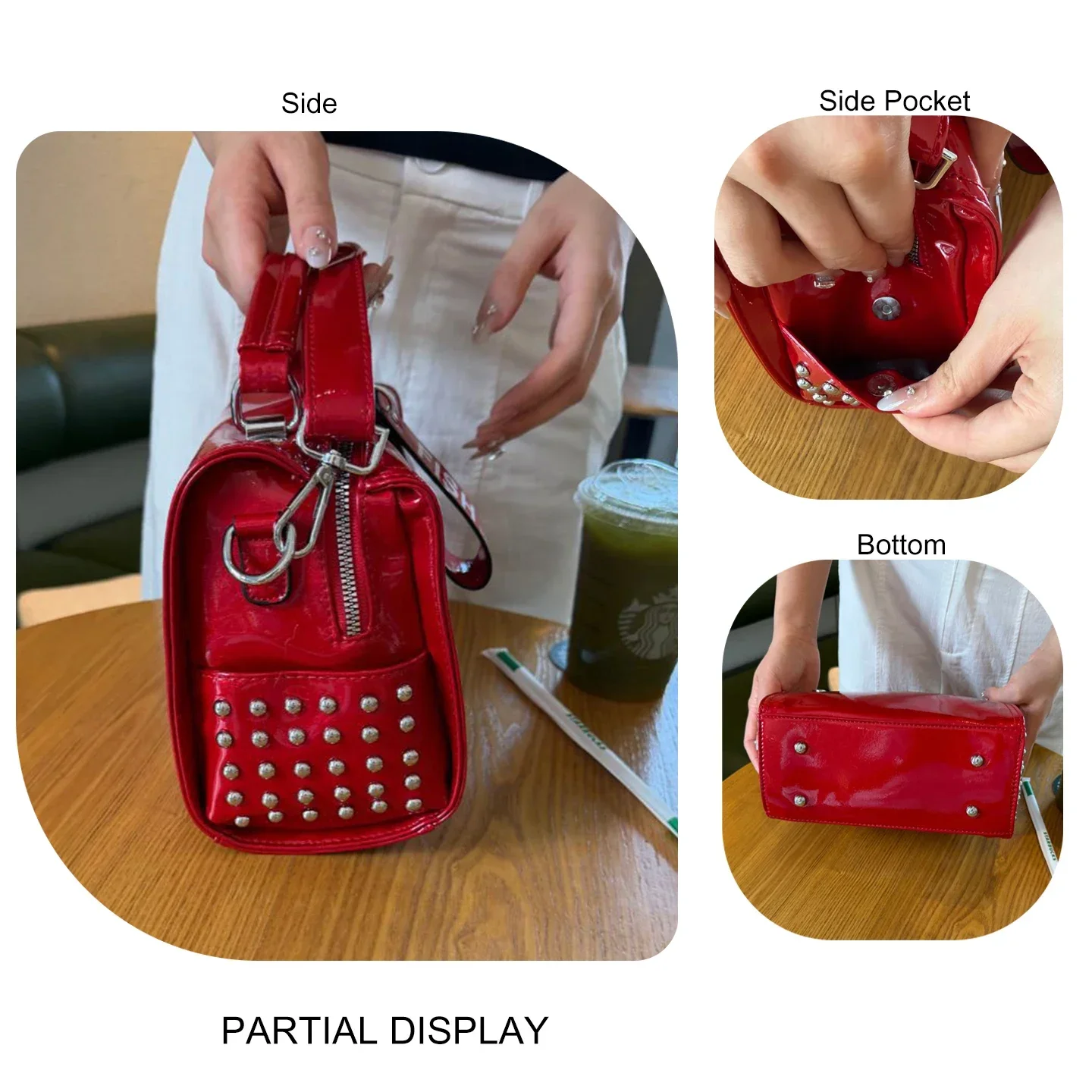 Women's Water-Resistant Glossy PVC Jelly Crossbody Shoulder Bag Multi-Way Handbag Casual Fashion Letter Print Pillow-Shaped