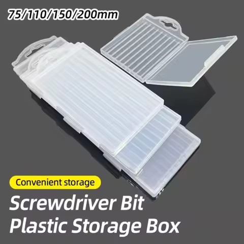 1Pcs Plastic Drill Bits Storage Box 10 Grid Case 1/4"(6.35mm) Hex Shank Tool Parts Storage Case 75/110/150/200mm