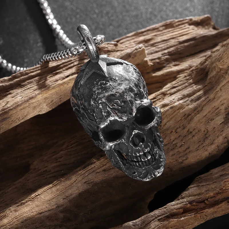 Retro Gothic Domineering Skull Pendant Necklace Men\\\\\'s Trendy Punk Style Rock Hip Hop Party Gift