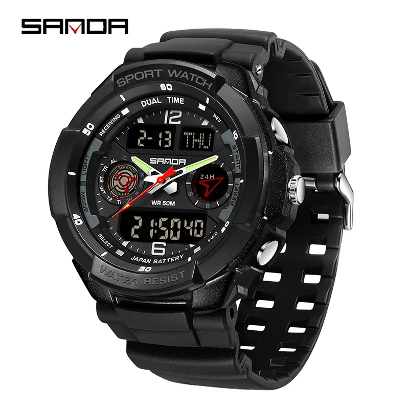 Fashion Sanda Top Brand Count Down Digital Men Multifunctional Stopwatch Led Electronic Outdoor Military Waterproof Quartz Watch