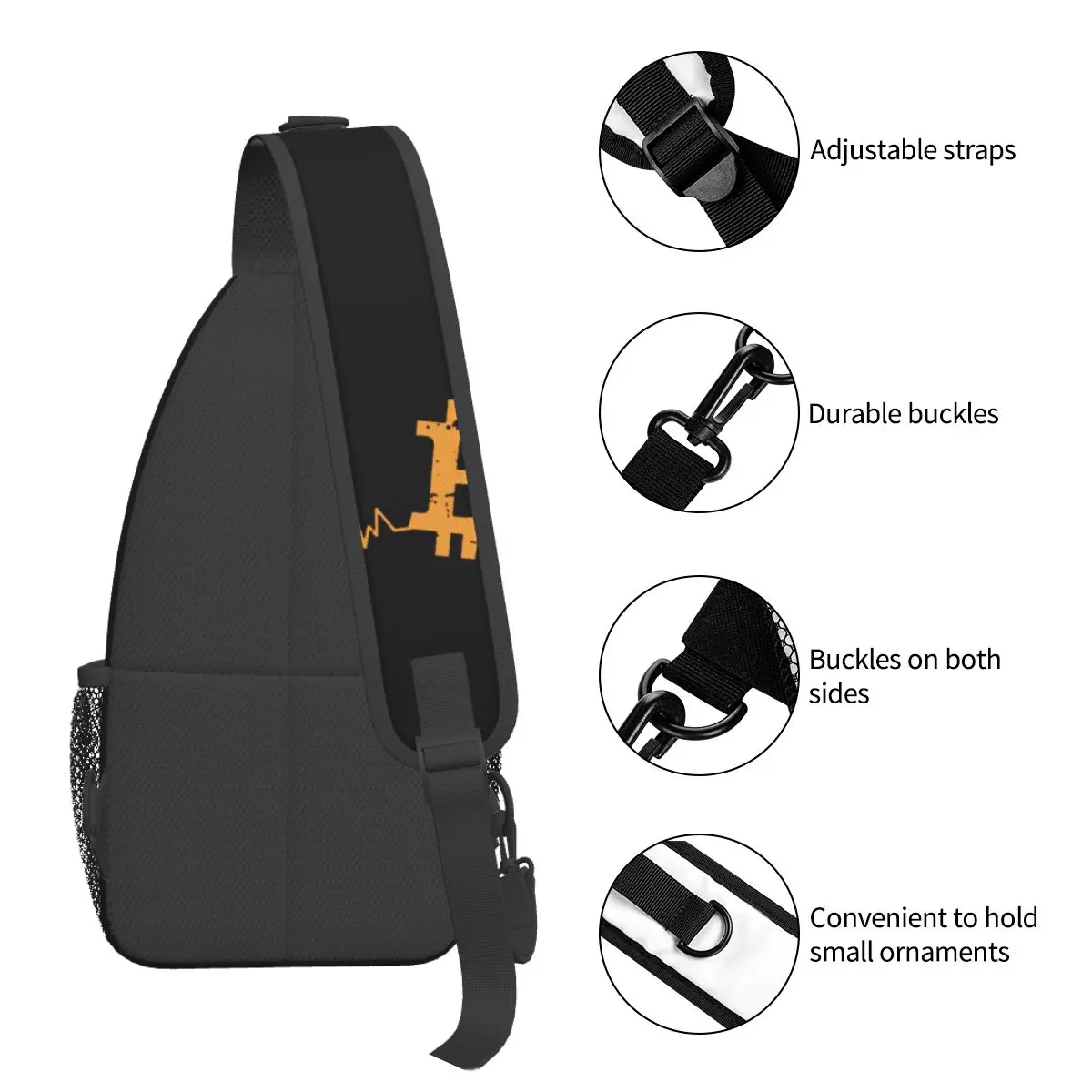 Mochila De Bitcoin Heartbeat Cryptocurrency, bandolera de pecho, bandolera de hombro, mochila de senderismo, mochila de viaje, cadena de bloques de moda