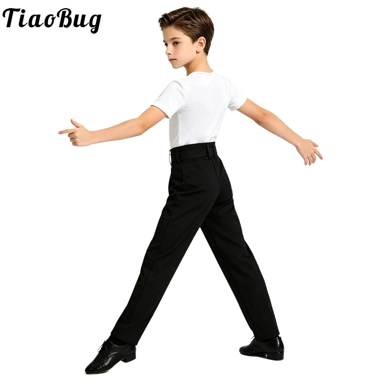 

Kids Boys Latin Dance Outfit Tango Cha-cha Samba Rumba Tap Dance Clothes Short Sleeve T-shirt And Pants for Performance Practice