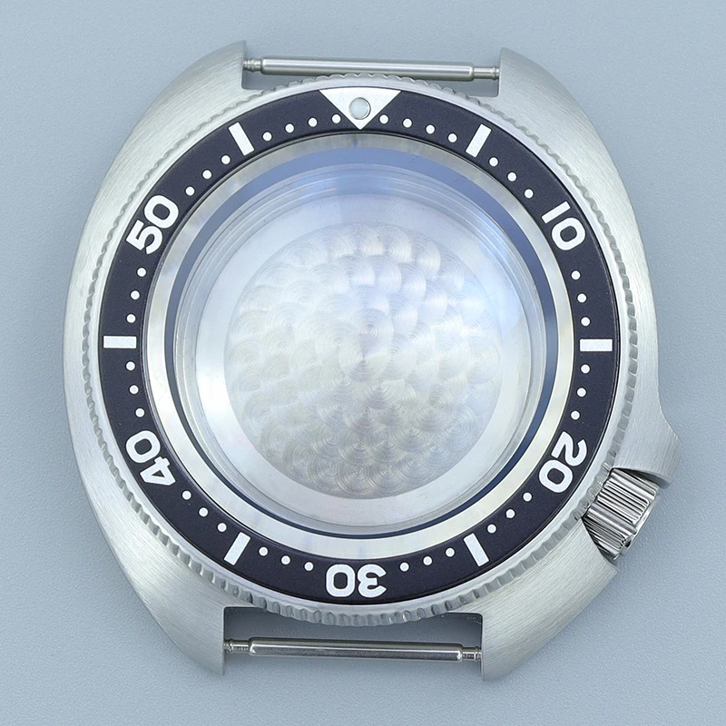 44mm Stainless Steel Watch Cases Uni-directional Bezel For Mod Tuna Mouth NH35 NH36 NH34 4R36 Sapphire Glass With chapters Ring