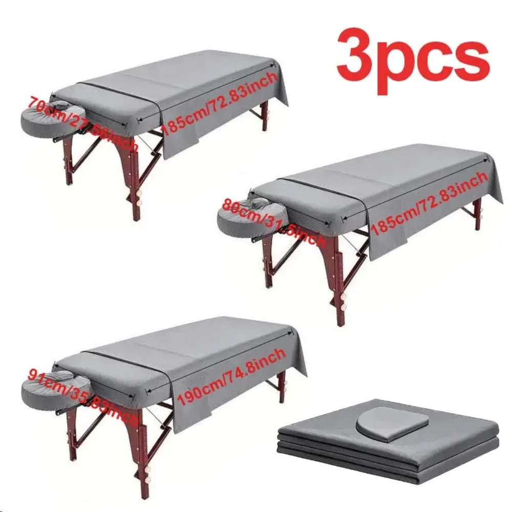 3-Pieces Microfiber Massage Table Sheet Set Premium Facial Bed Cover Includes Flat and Fitted Sheets with Face Cradle Cover Set