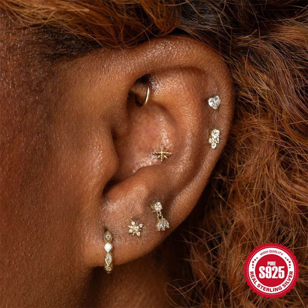 

AIDE, 1 шт., серьги-гвоздики из стерлингового серебра 925 пробы с геометрическим рисунком в форме лошадиных глаз для женщин, серьги для пирсинга, классические минималистичные повседневные серьги для вечеринок