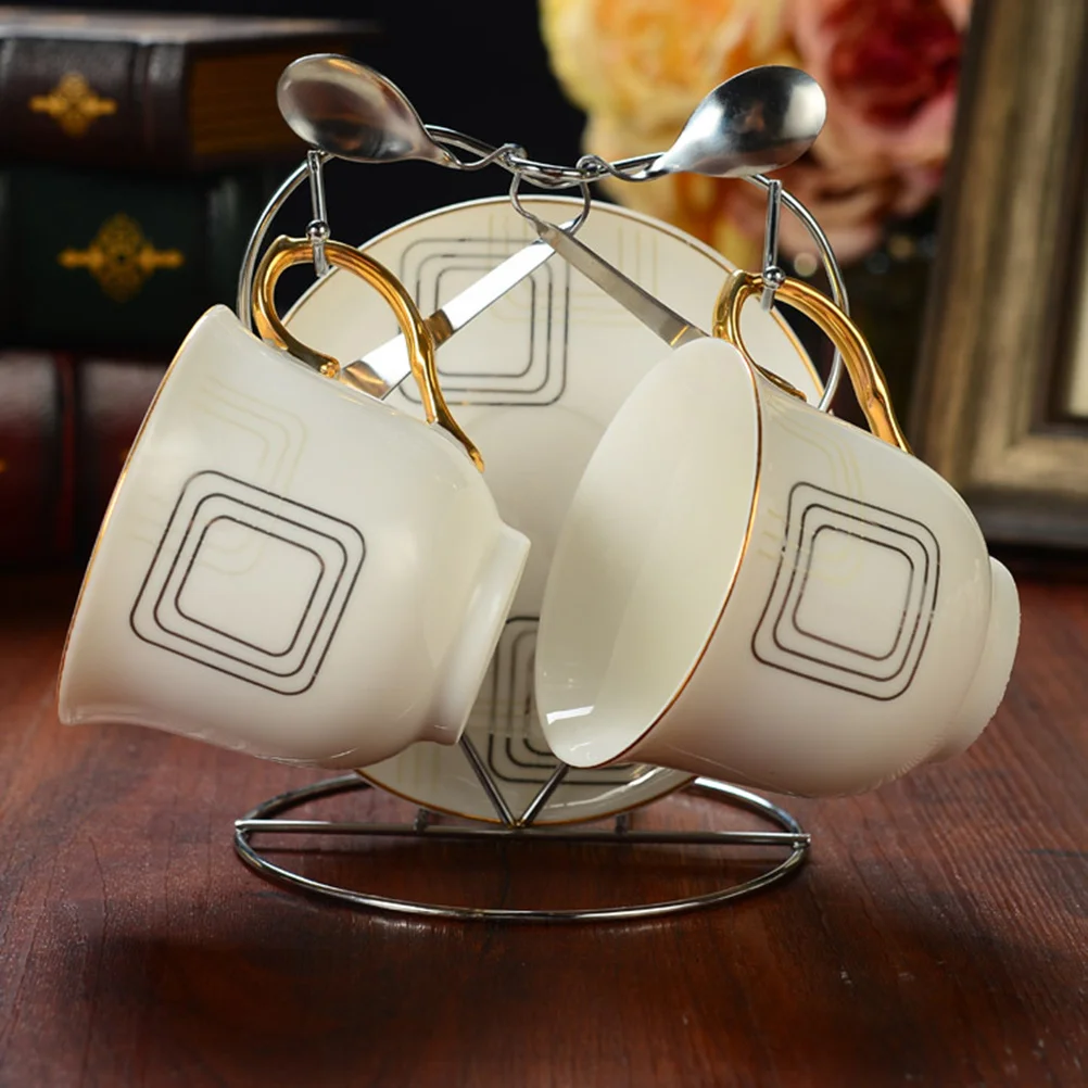 

Stainless Steel Cup Plate Organizer 2 Mugs 2 Plates Holder Kitchen Counter Shelf Drying Rack for Cabinet Wall Office