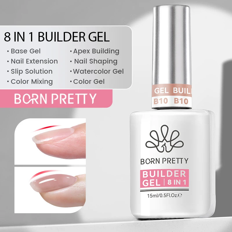 BORN PRETTY 15 ml 8-in-1 Building Nail Gel Extension Base Gel Nail Shaping Aquarell Mixing Slip Solution Multifunktionsgel – Detail 3