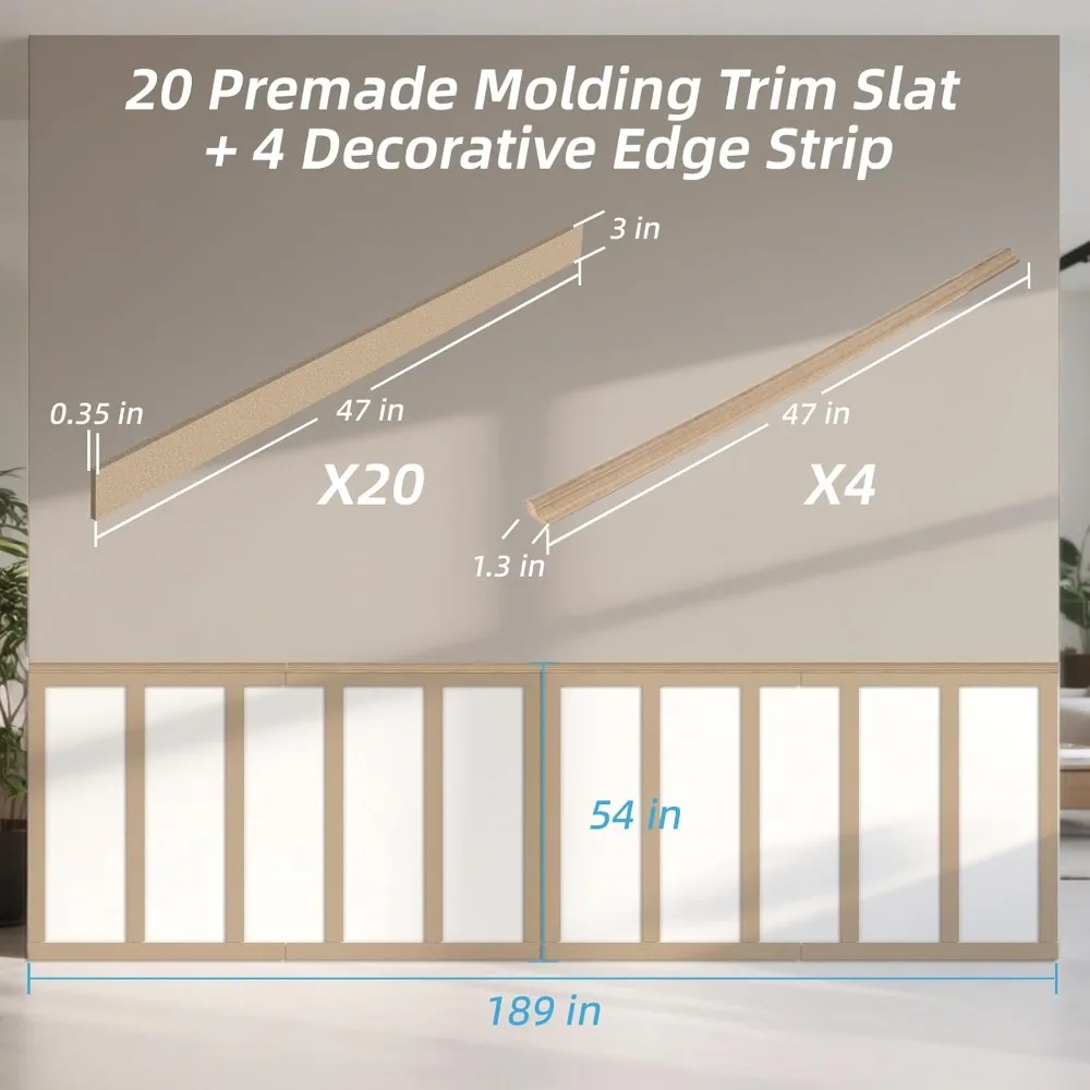미리 제작된 보드 및 배튼 페인트 가능한 웨인스코팅 키트, 주방 침실 거실 홈 데코 커버용 MDF 액센트 월 패널
