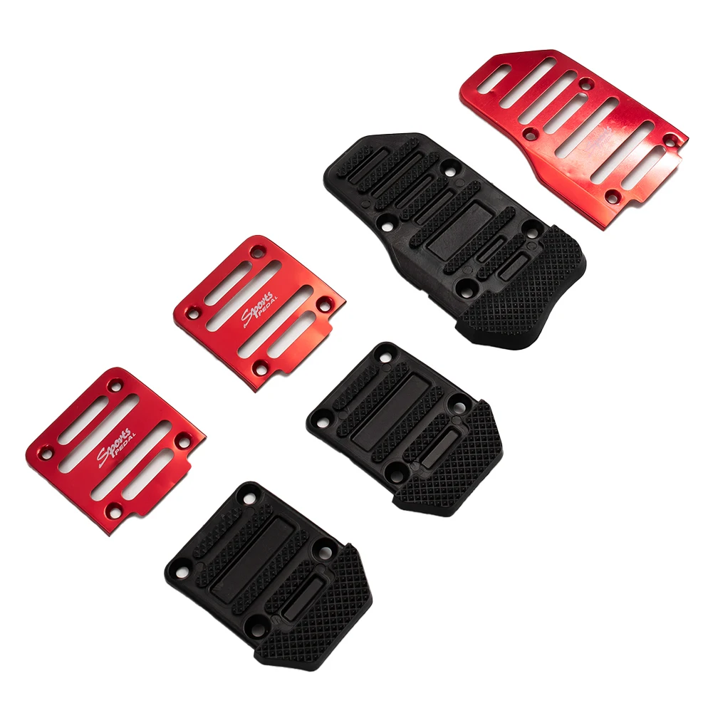 3Pcs Set Car Pedal Covers for Clutch and Brake NonSlip Aluminum Alloy with PVC Footpads Screw Fixed Installation