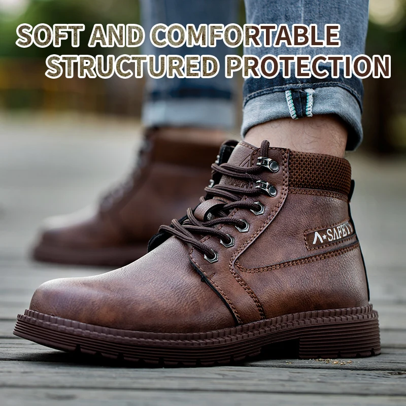 Security Boots Safety Shoes Men Work Shoes With Steel Toe Indestructible Anti Smashing And Anti Piercing Boots Waterproof