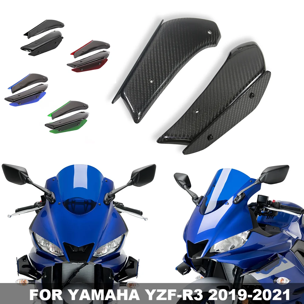 

Для YAMAHA YZF-R3 YZF R3 2019-2021 модифицированное переднее фиксированное крылышко, аэродинамическое боковое прижимное спойлер, крышка ветрового крыла