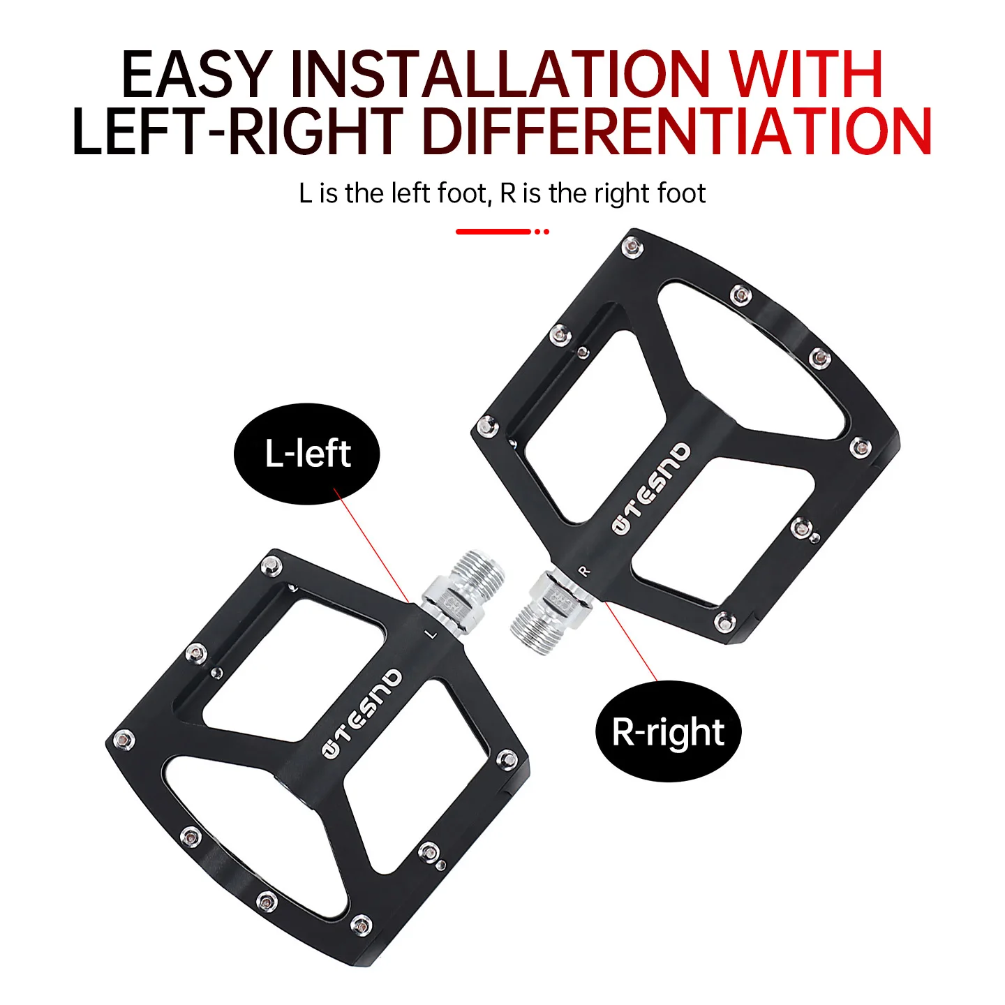 TESNO Ultralight One-Piece CNC Aluminum Alloy BMX MTB Bicycle Pedals Anti-slip Sealed Bearing Durable Pedal Accessories for Cycl
