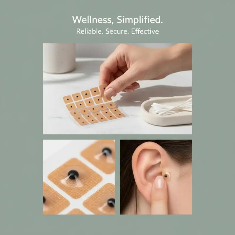 Ear Acupuncture Seeds Stickers 600Pcs Non-Invasive Acupressure Massage Patch for Pain Relief Stress Reduction Home Use