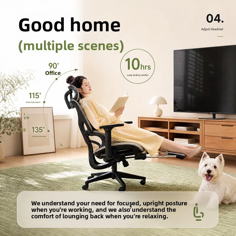 Yazhi Ergonomic Computer Chair Plastic Frame Height Adjustable Armrests-Waist Protection Comfortable Office Home Reclining