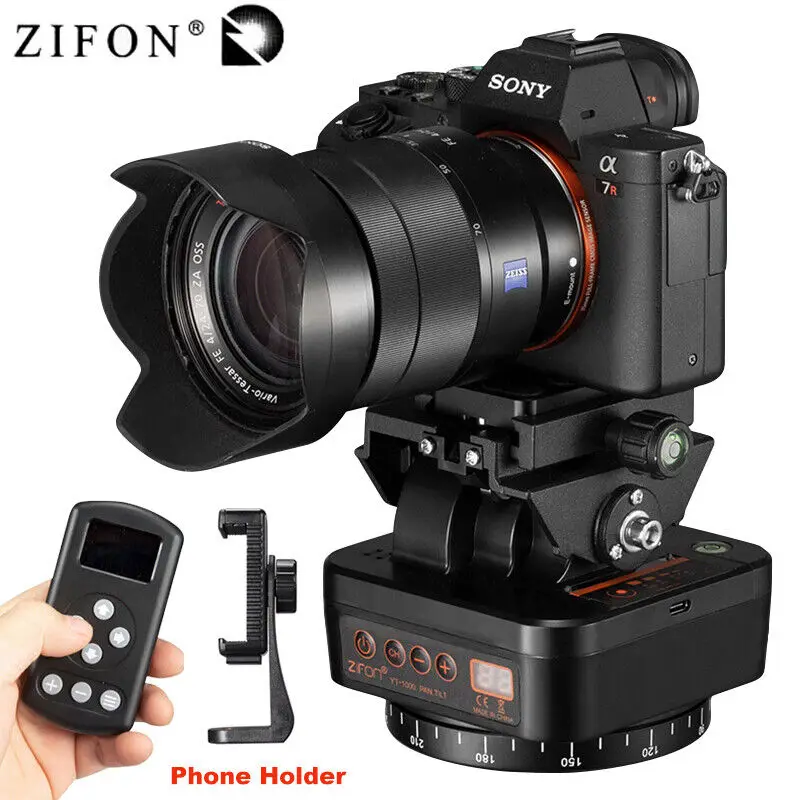 ZIFON YT-1000 Panoramic Head Motorized Rotation Remote Control, Automatic Tripod Stabilizer for Mobile Phones Cameras and DSLRs