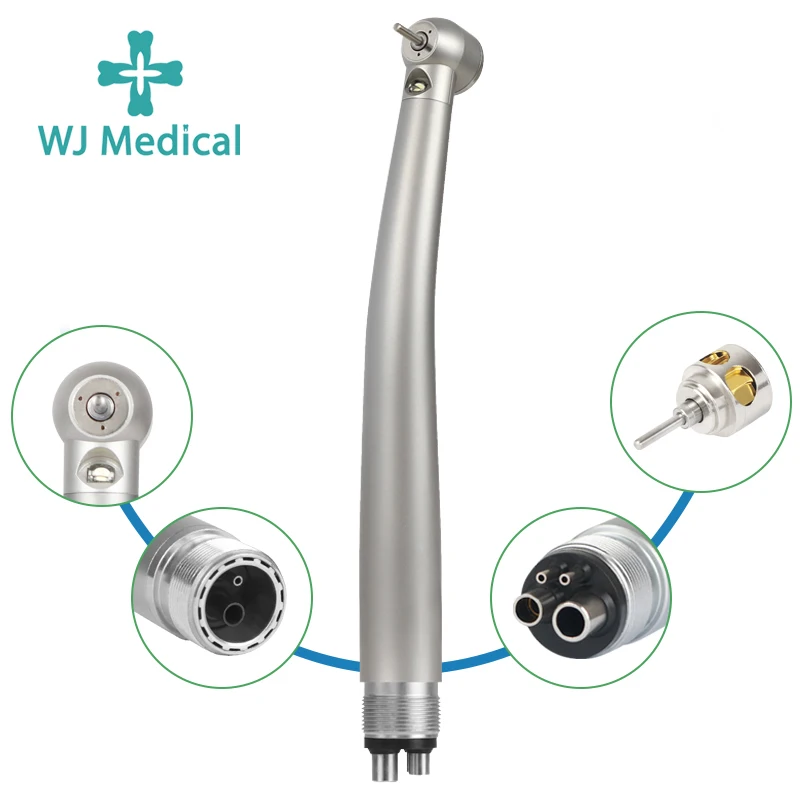 Dental LED High Speed Handpiece E-Generator Push Button Air Turbine 3 Water Spray Dentist Tips 2/4 Hole Stainless Steel Tools