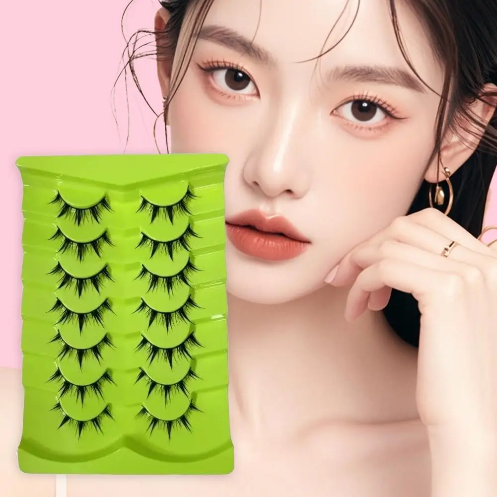 

Manga Lashes 7 pairs Eyelashes 14mm 3D Natural False Soft Wispy Cross Lashes Natural Eyelash Makeup Fluffy Extension E8D8