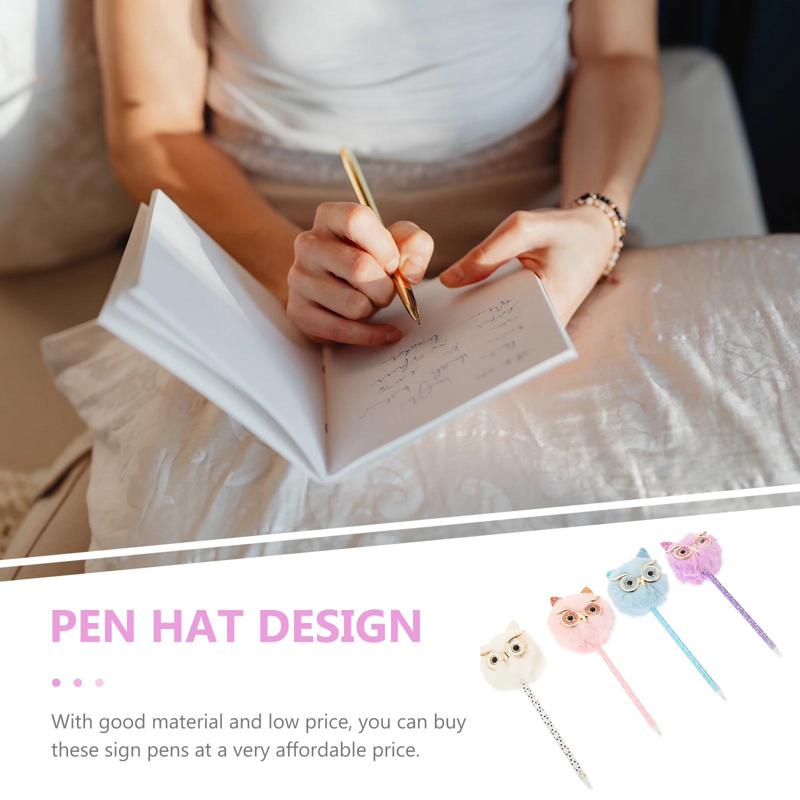 

4pcs Owl Ball Pens Smooth Writing Student Sign Pen Adorable Creative Cartoon Writing Accessory Household Tool