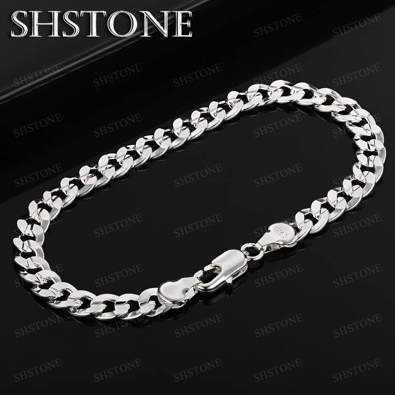 

7mm 925 Sterling Silver Bracelet Valentine's Day Popular Accessories Hand Chain Fashion Trend Jewelry Men Woman Wedding Party