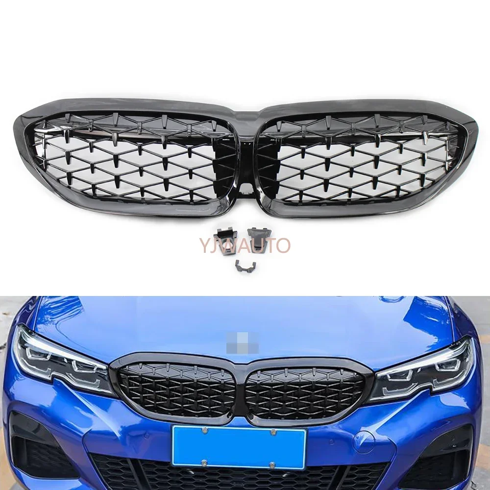 Grills For BMW 3 Series G20 2019 2020 Racing Grills Car Front Hood Kidney Grille Decoration Glossy Black