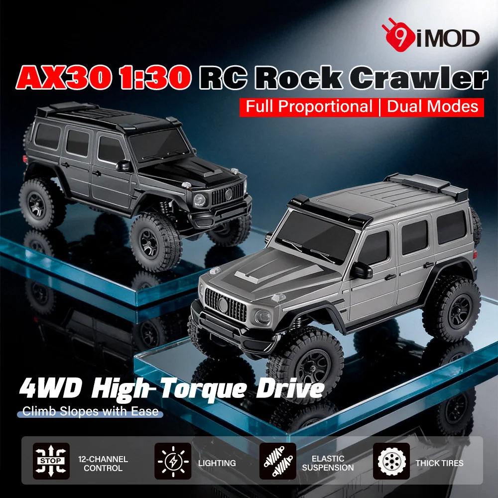 AX30 1：30 Scale Full Proportional 4WD RC Rock Crawler Metal Plastic 100m Remote Range MODE1 MODE2 Ready To Go Off Road Toy