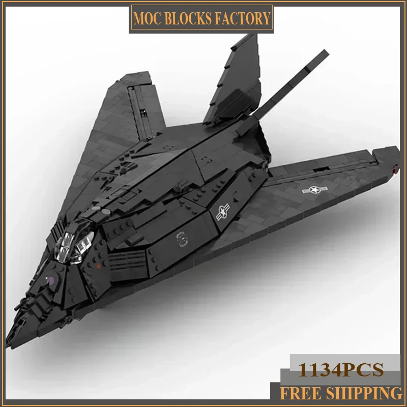 Military Aircraft Model Moc Building Bricks F-117 Nighthawk Fighter Technology Blocks Gifts Christmas Toys DIY Sets Assembly