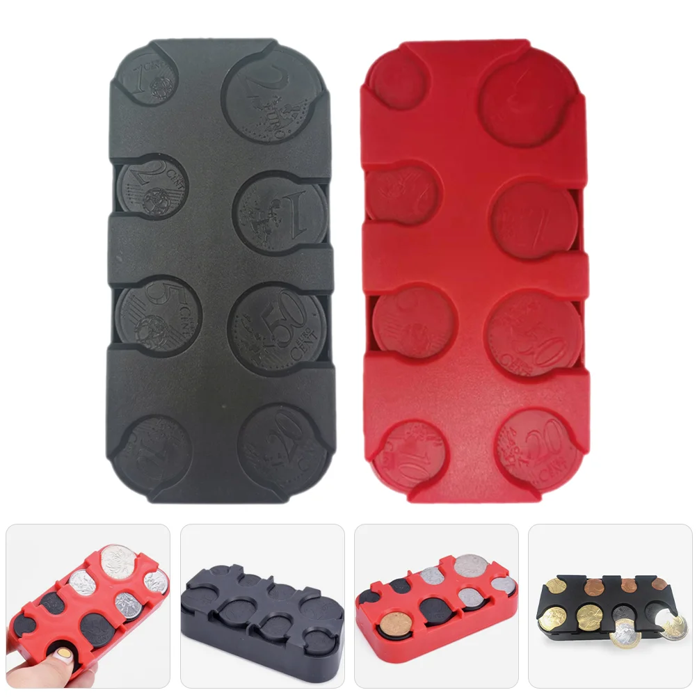 Caja organizadora de almacenamiento de monedas, dispensador de dólares automotriz, soporte de monedas de plástico para coche, 2 uds.